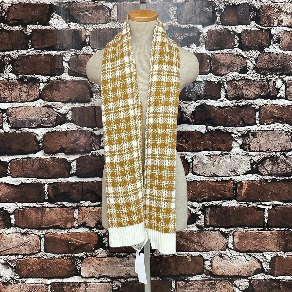 Timberland Scarf Women's One Size Cream Gold NWT Plaid